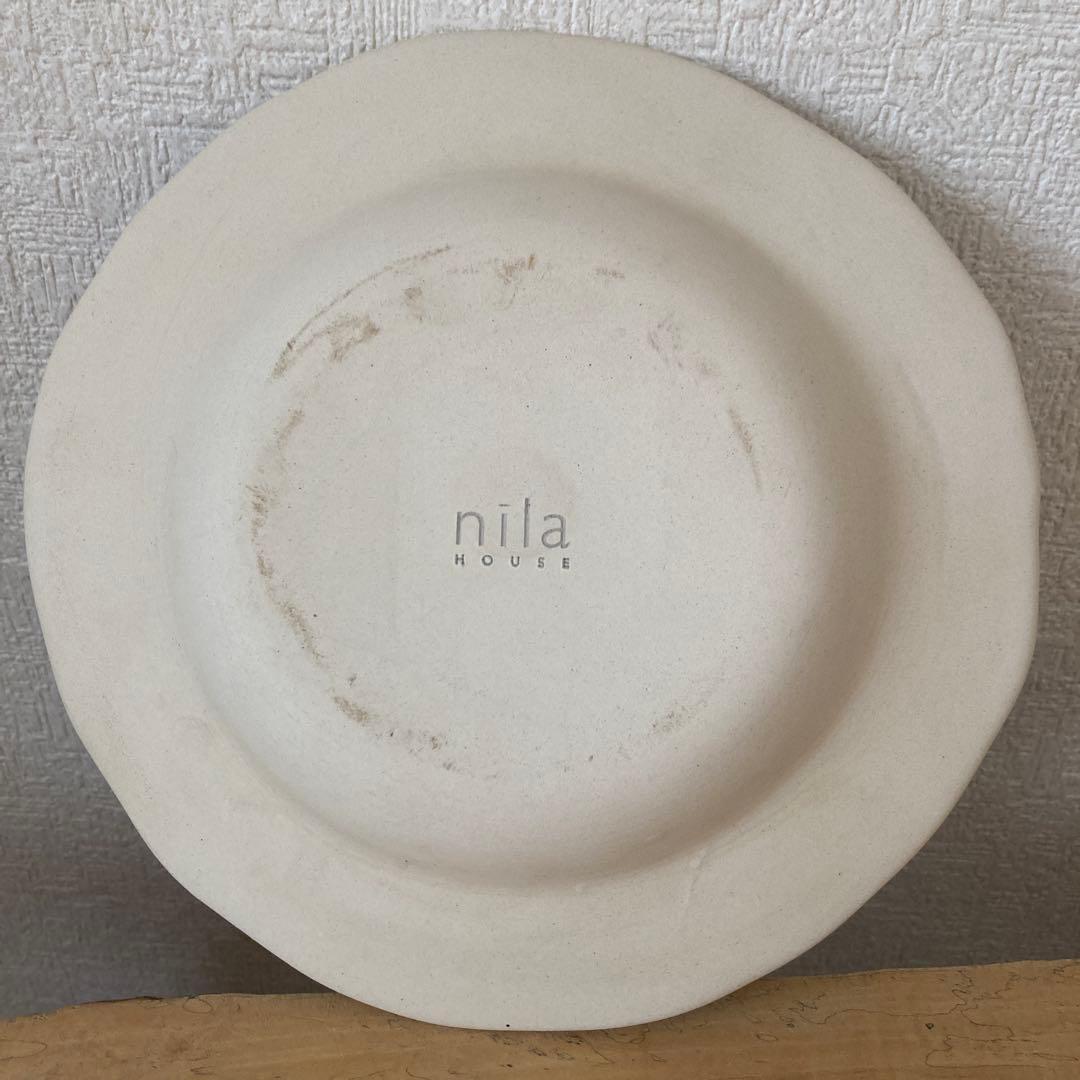 インド nila house 染付リム皿 ボタニカル 白磁 アスティエ