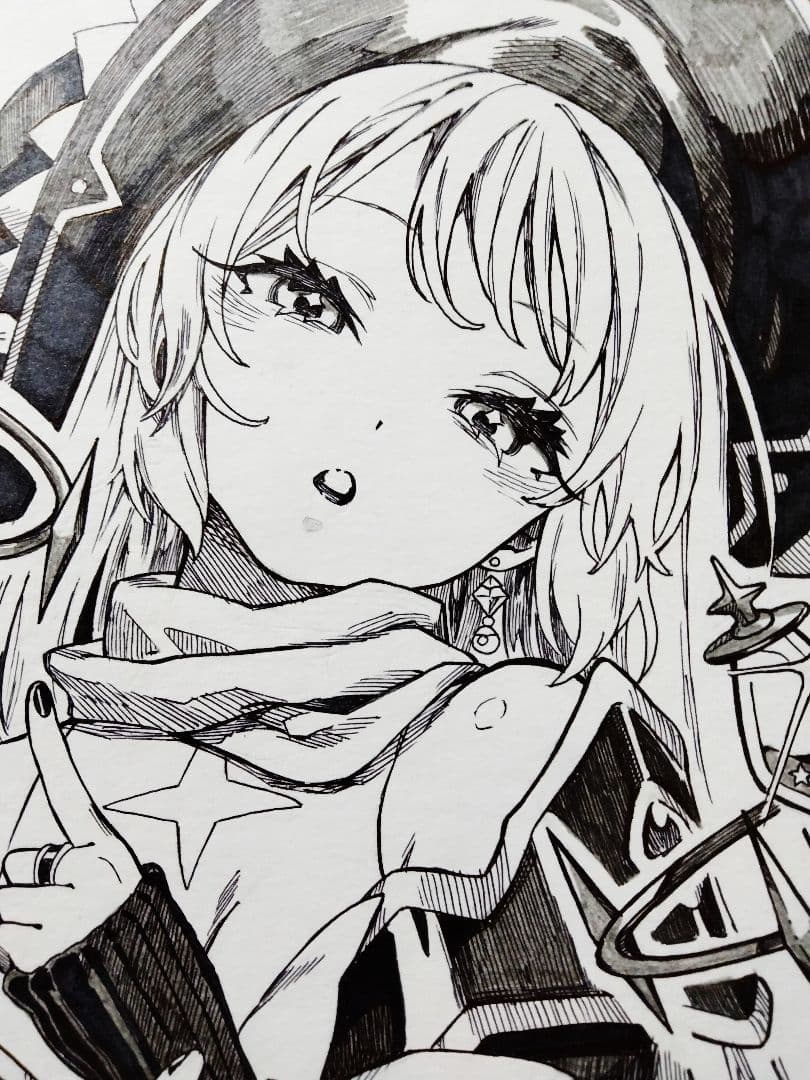 柴*キ様 46.オリジナル手描きイラスト　モノクロ