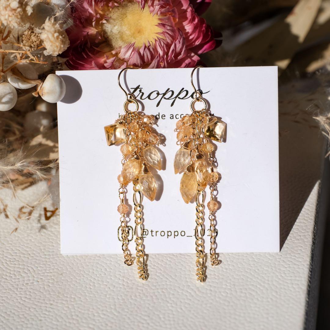 55 ♦︎14kgfシトリン・インペリアルトパーズピアス/イヤリング