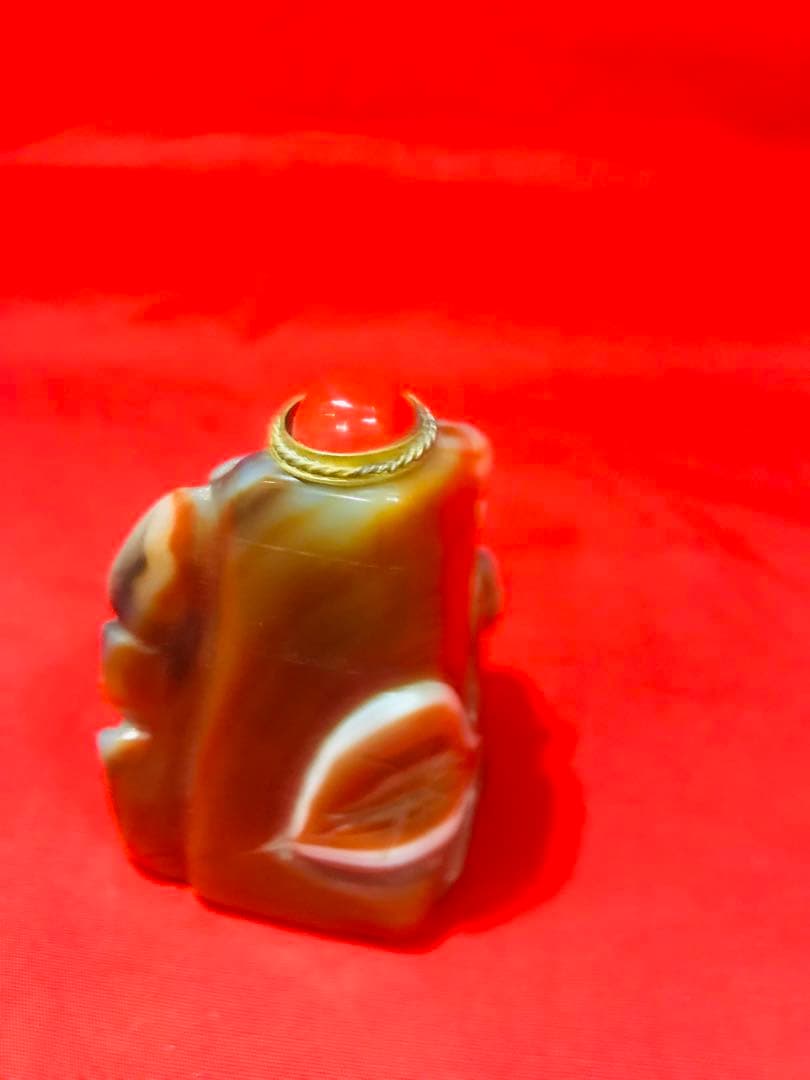 天然石 瑪瑙 鼻煙壺「花鳥」