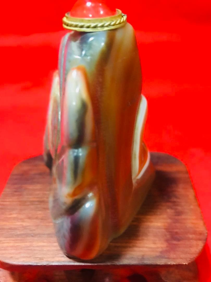 天然石 瑪瑙 鼻煙壺「花鳥」