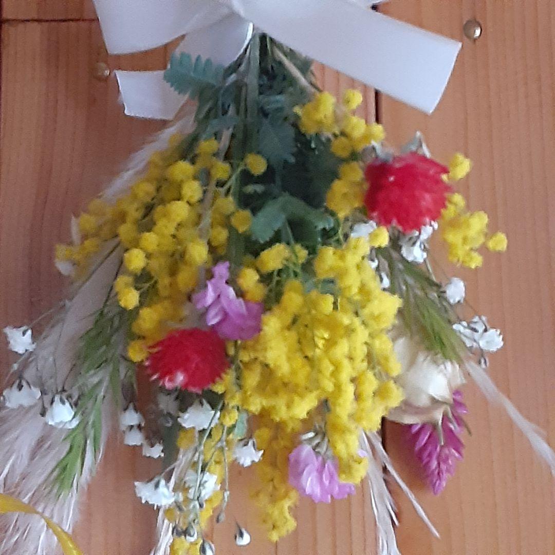 ミモザドライフラワースワッグ　ミニリース　2点