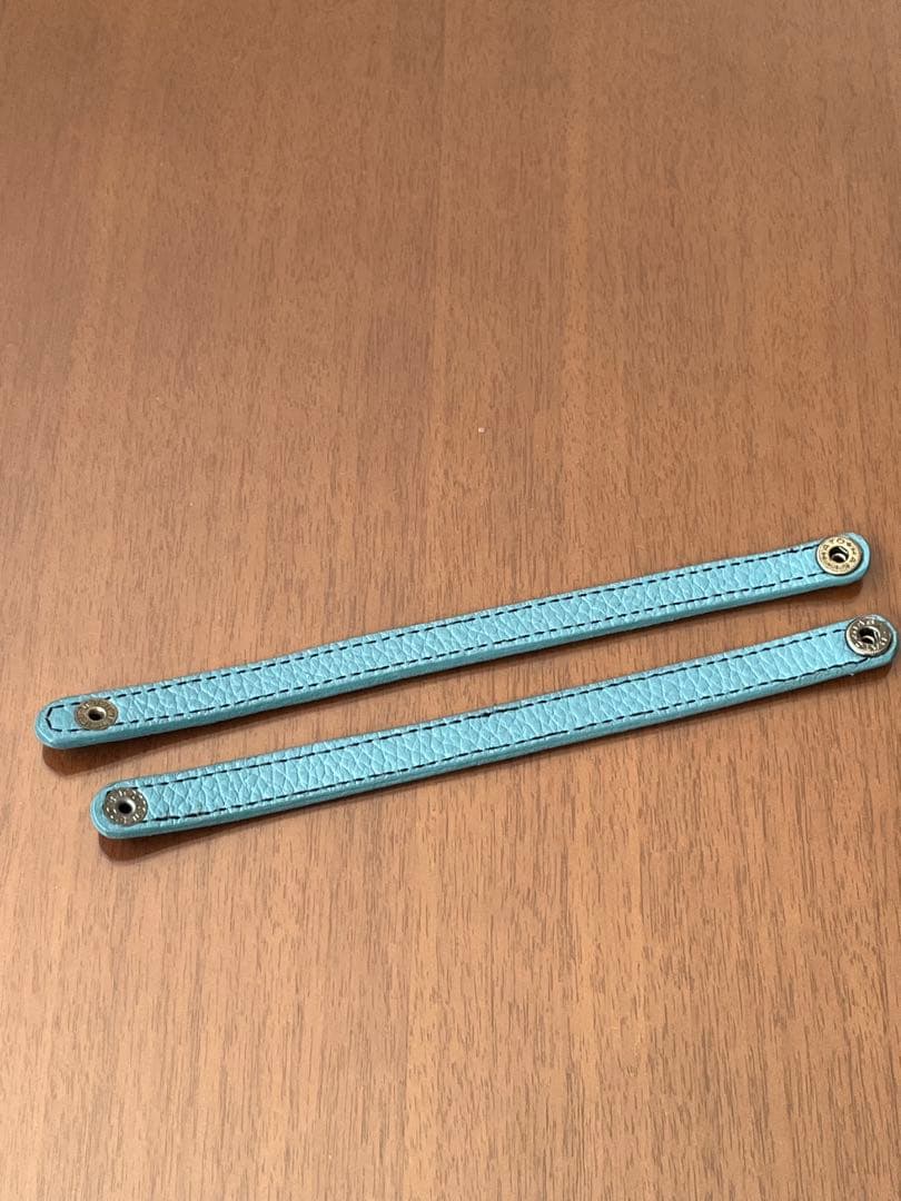 ワニ革・ポロサス牛革　水色レザースナップボタンブレスレットペアセット