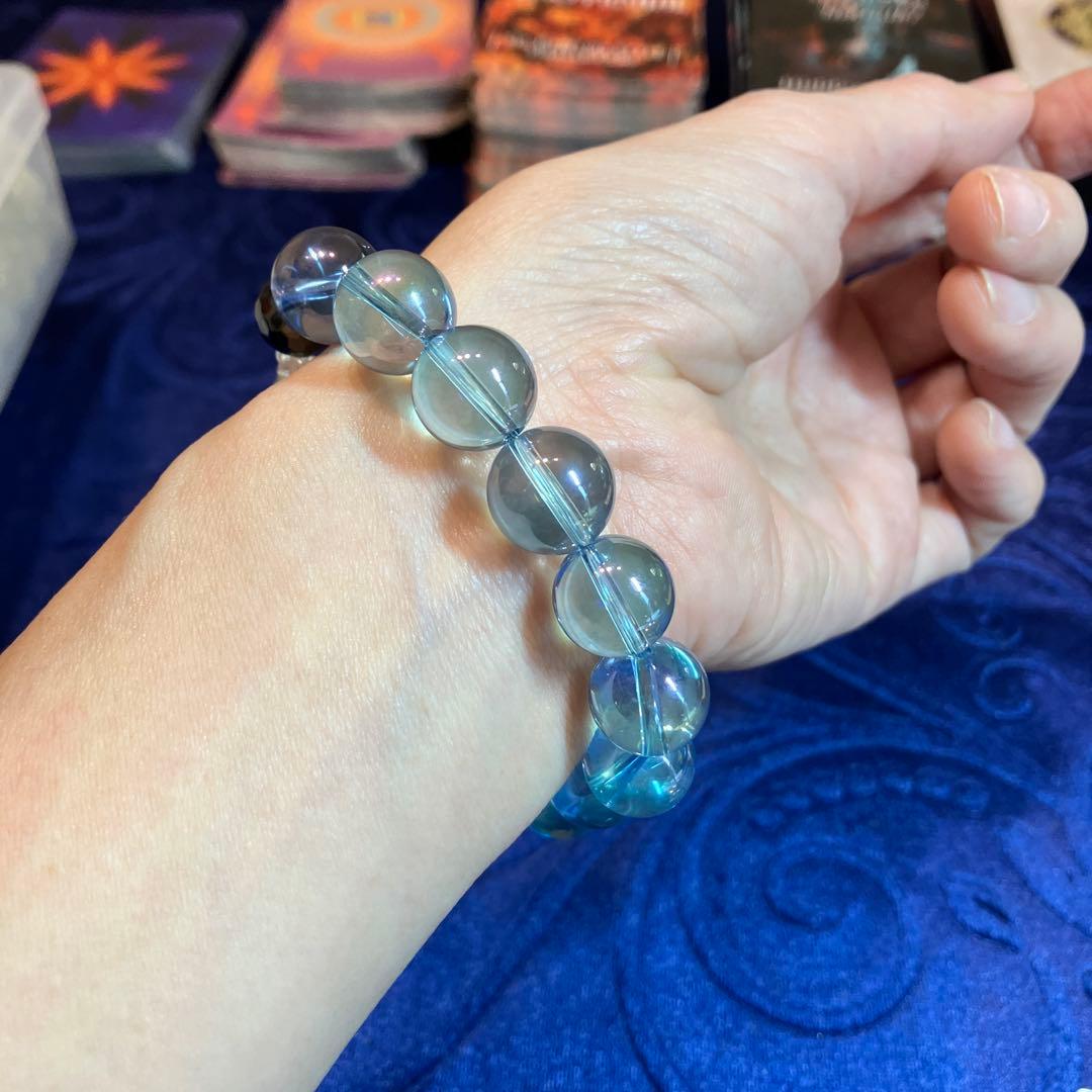 ハンドメイド制作　癒しの美麗アマゾナイト　水晶オーラ　テラヘルツ　ブレスレット