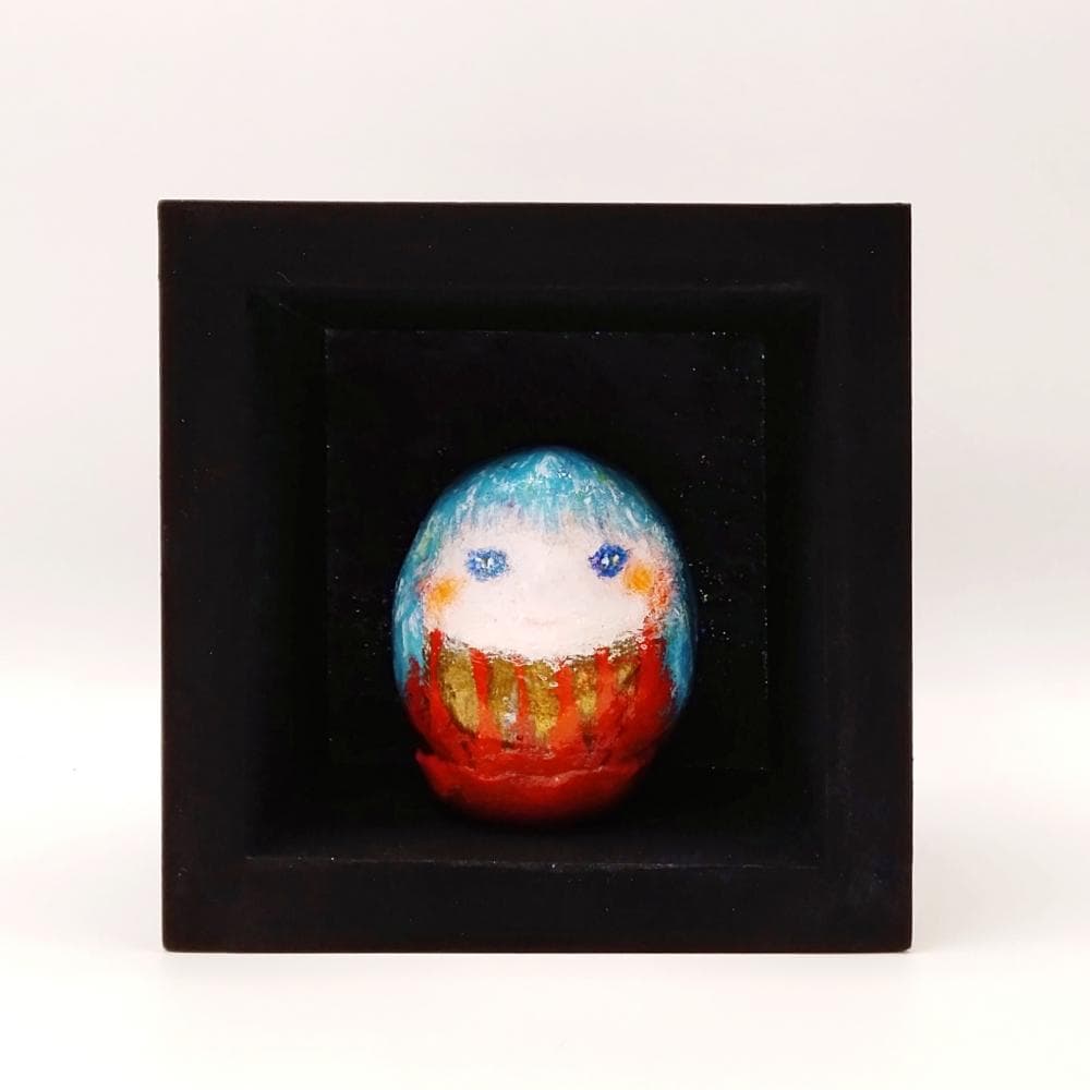 内野隆文　だるま姫　オブジェ　立体作品　古いダルマ・一合枡　アート作品　彫刻