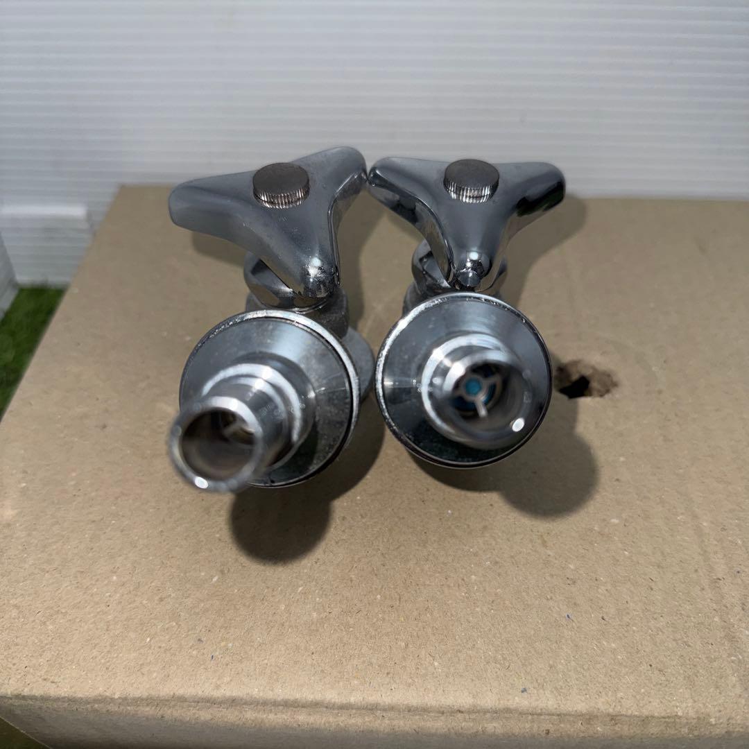 金属製シルバー蛇口2個セット L字型散水用バルブ ［2273］