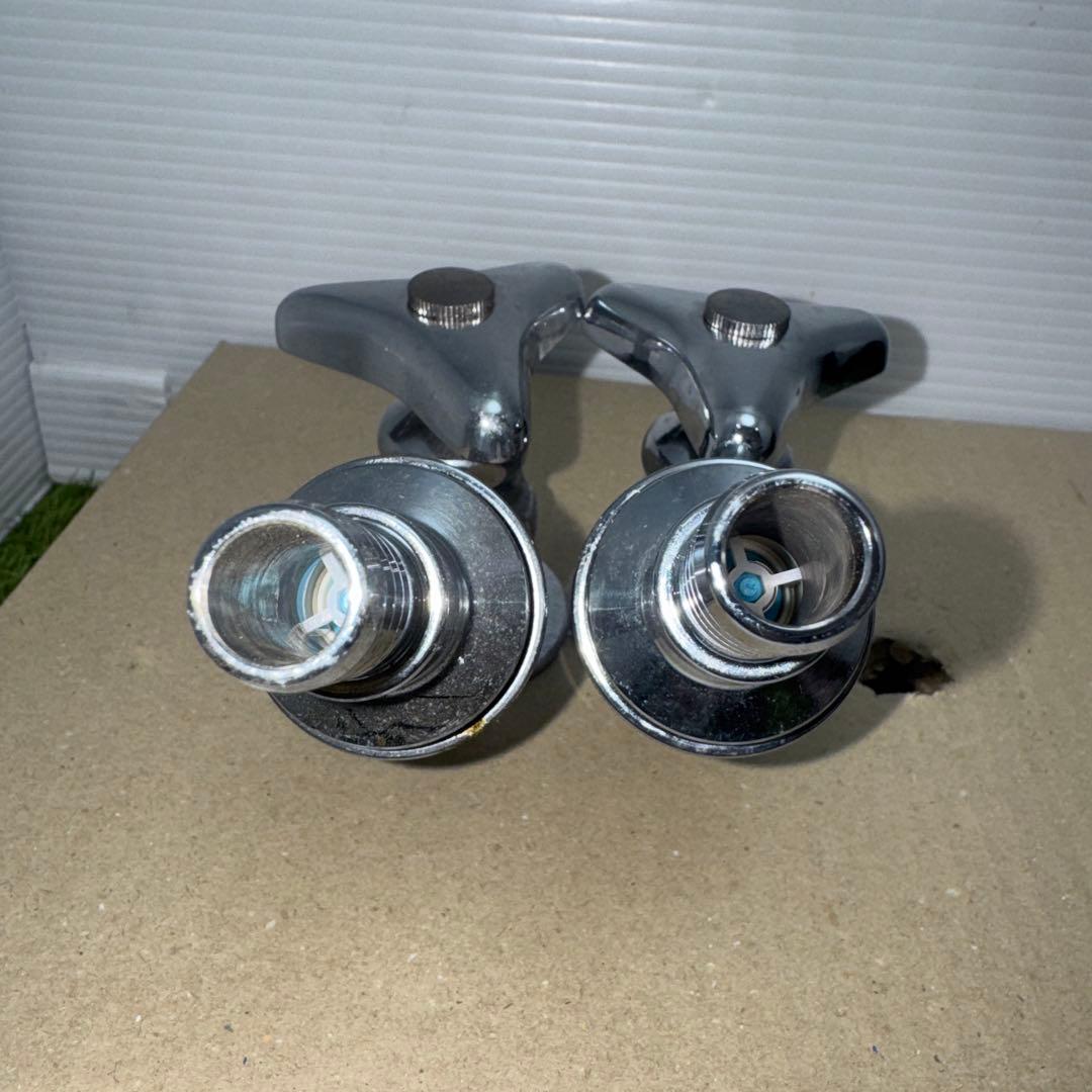 金属製シルバー蛇口2個セット L字型散水用バルブ ［2273］