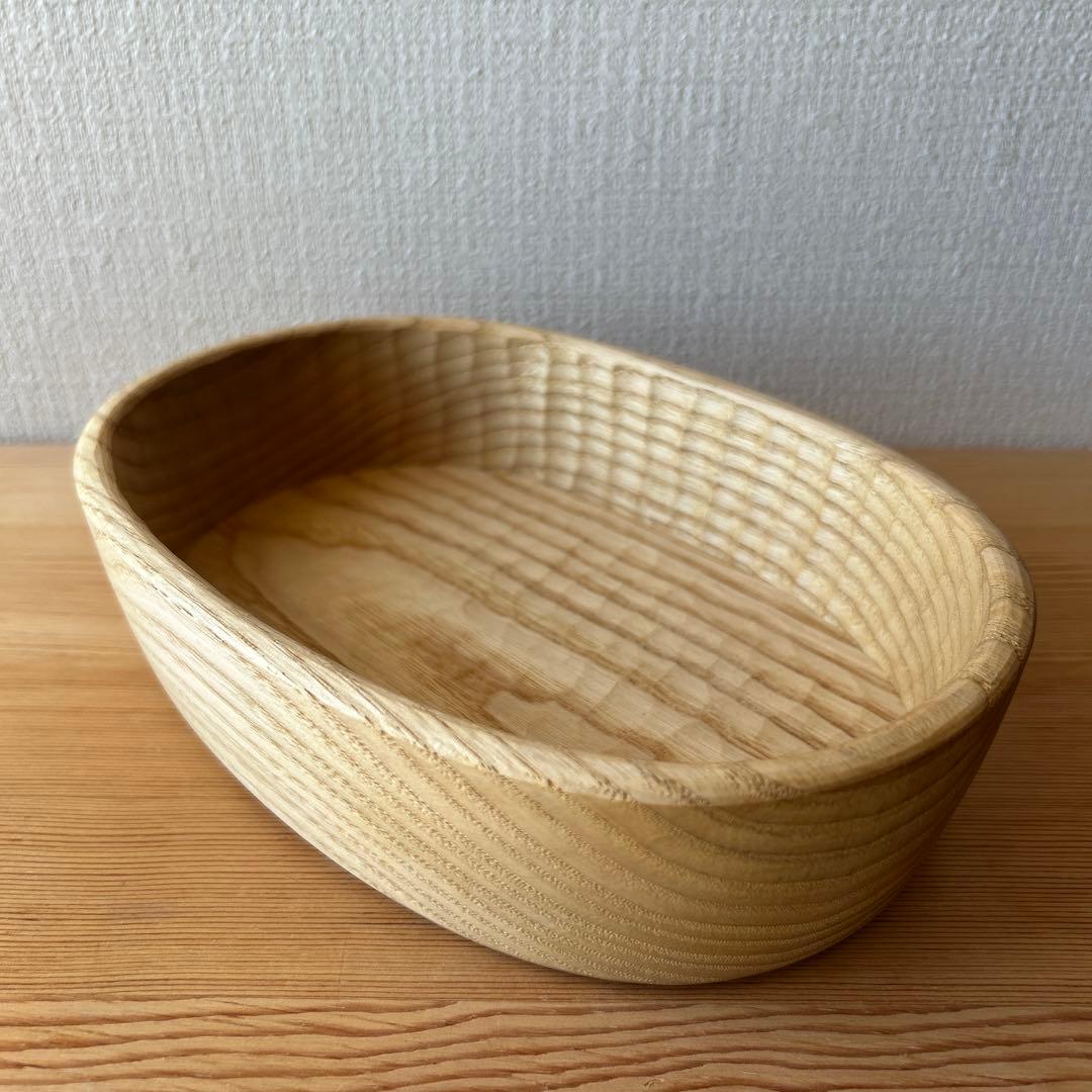 【新品未使用】 (作家名失念)木彫りのボウル トレイ