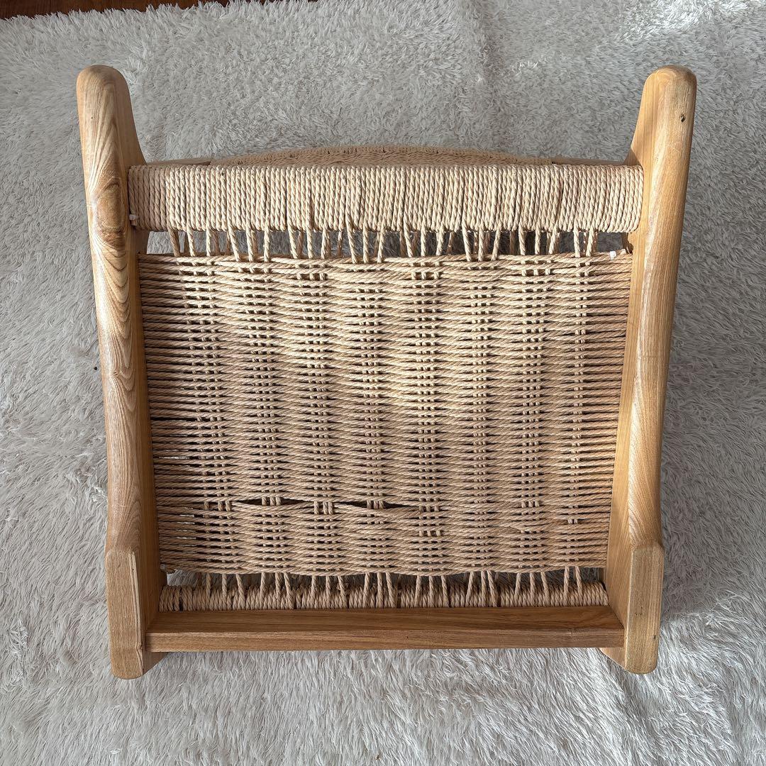 名品】ペーパーコード 天然木 無垢材 座椅子 ベーグル2脚セット 北欧