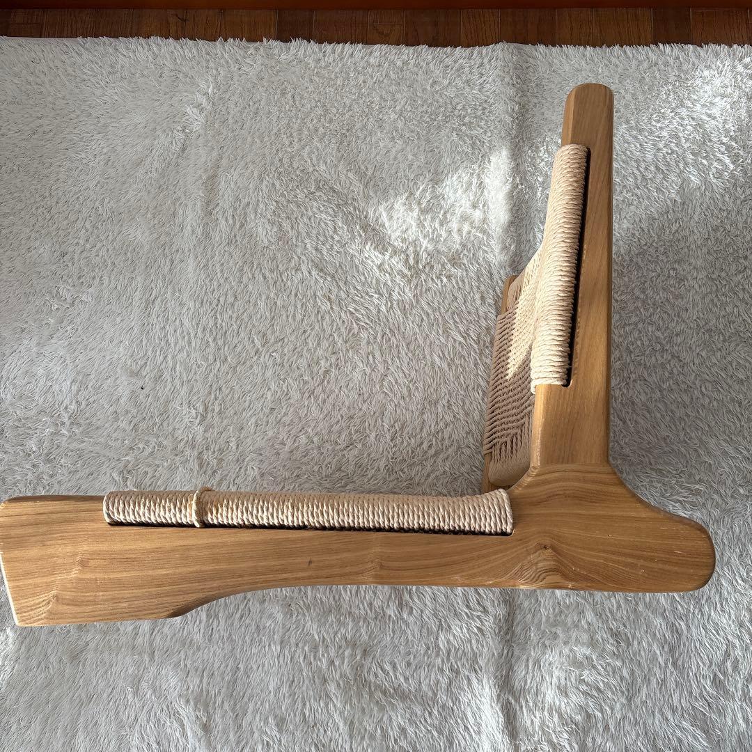 名品】ペーパーコード 天然木 無垢材 座椅子 ベーグル2脚セット 北欧