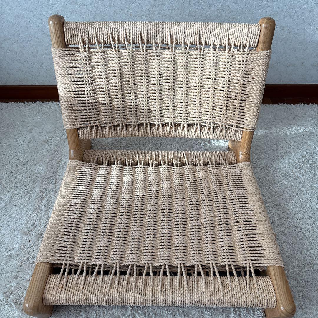 名品】ペーパーコード 天然木 無垢材 座椅子 ベーグル2脚セット 北欧