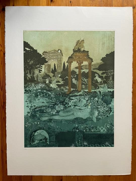 銅版画 : 山下清澄 フォロ・ロマーノ 1 「イタリアの幻想」シリーズ