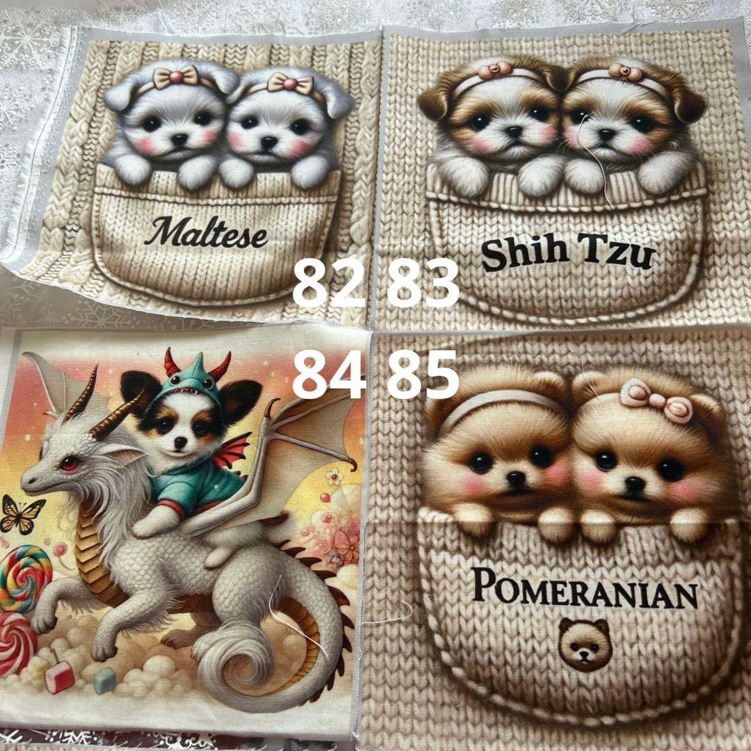 オーダー受付　4重ガーゼハンカチ　パネル生地　犬猫柄　5枚セットSALE