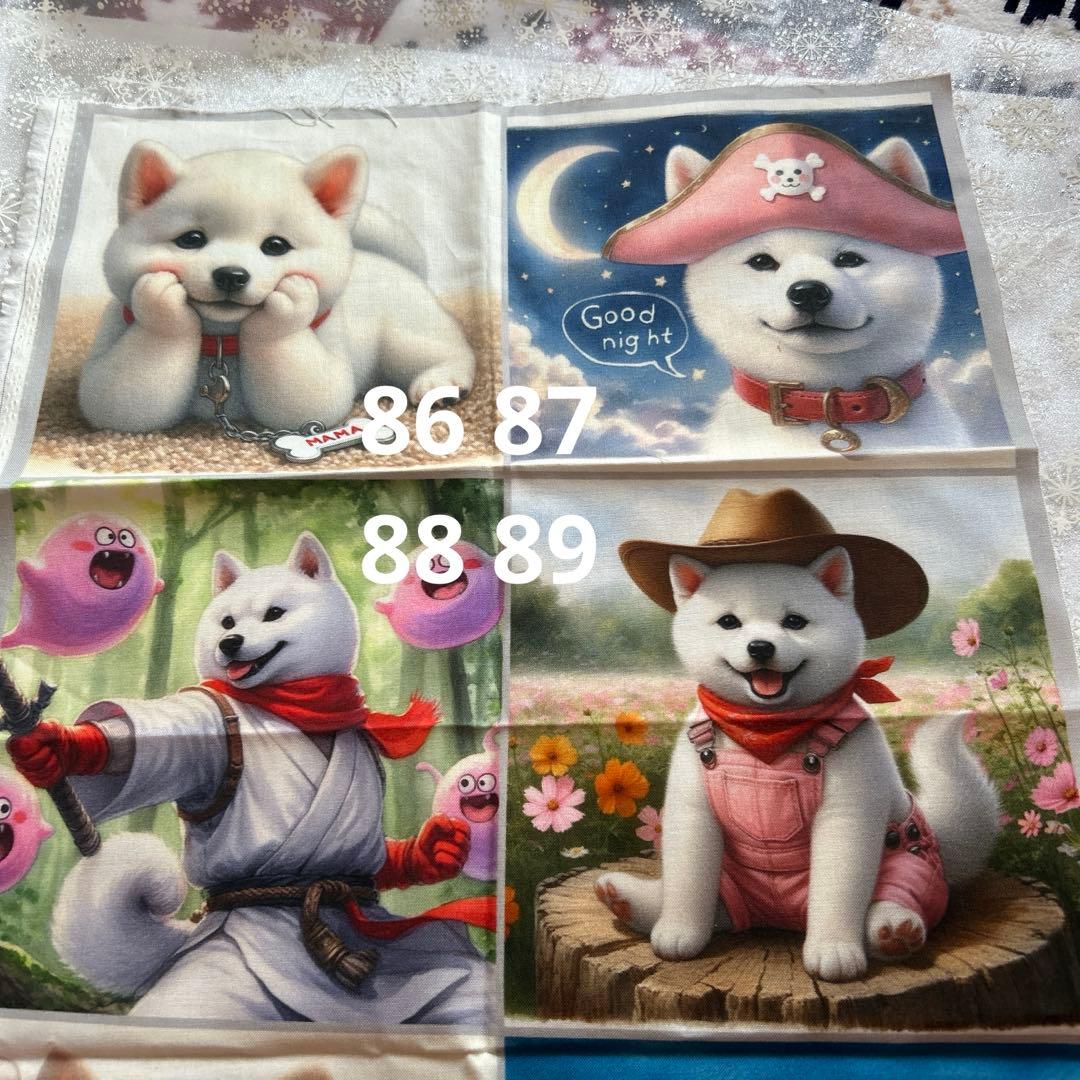 オーダー受付　4重ガーゼハンカチ　パネル生地　犬猫柄　5枚セットSALE