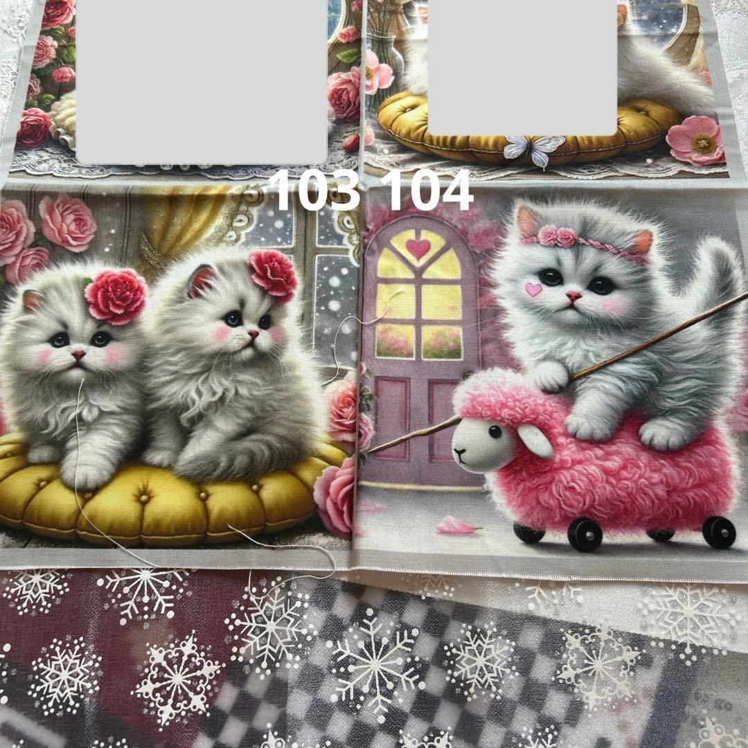 オーダー受付　4重ガーゼハンカチ　パネル生地　犬猫柄　5枚セットSALE