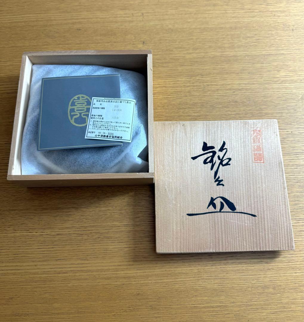 445高級漆器　伝統工芸　山中漆器　五代目喜八　銘々皿　未使用品　共箱　栞