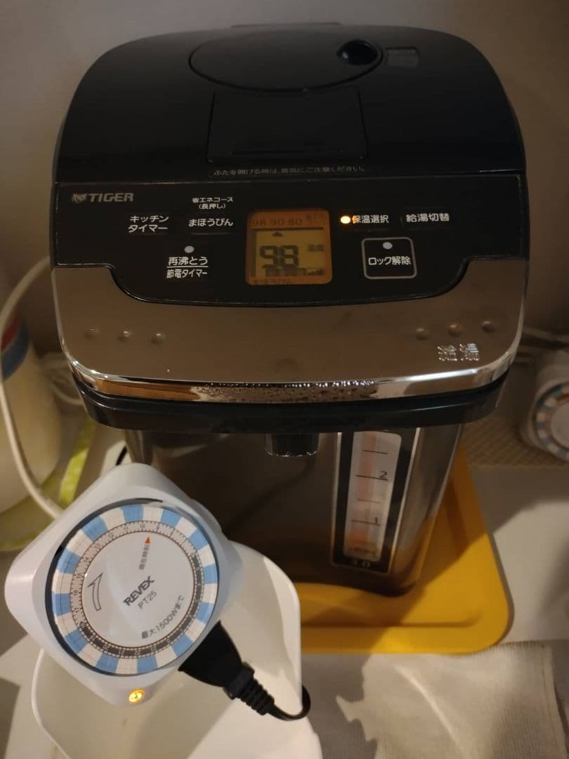 タイガー　【蒸気レス】　VE電気ポット　とく子さん　プログラムタイマーセット