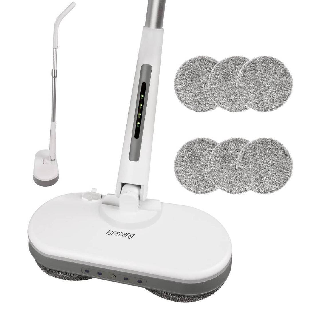 乾湿両用のコードレス電動モップ 回転式 長さ調節可能