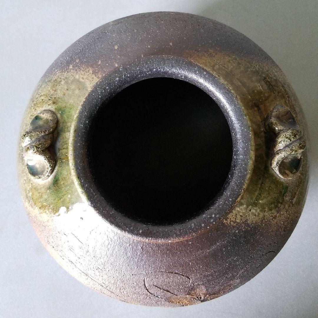 信楽焼 花瓶 花入れ 金華耳付 直径２４cm