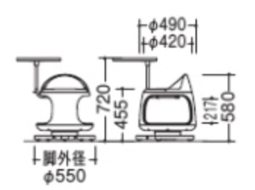 【展示品2025年製】オカムラ　クレイドル　テーブル付きスツール　ベージュ