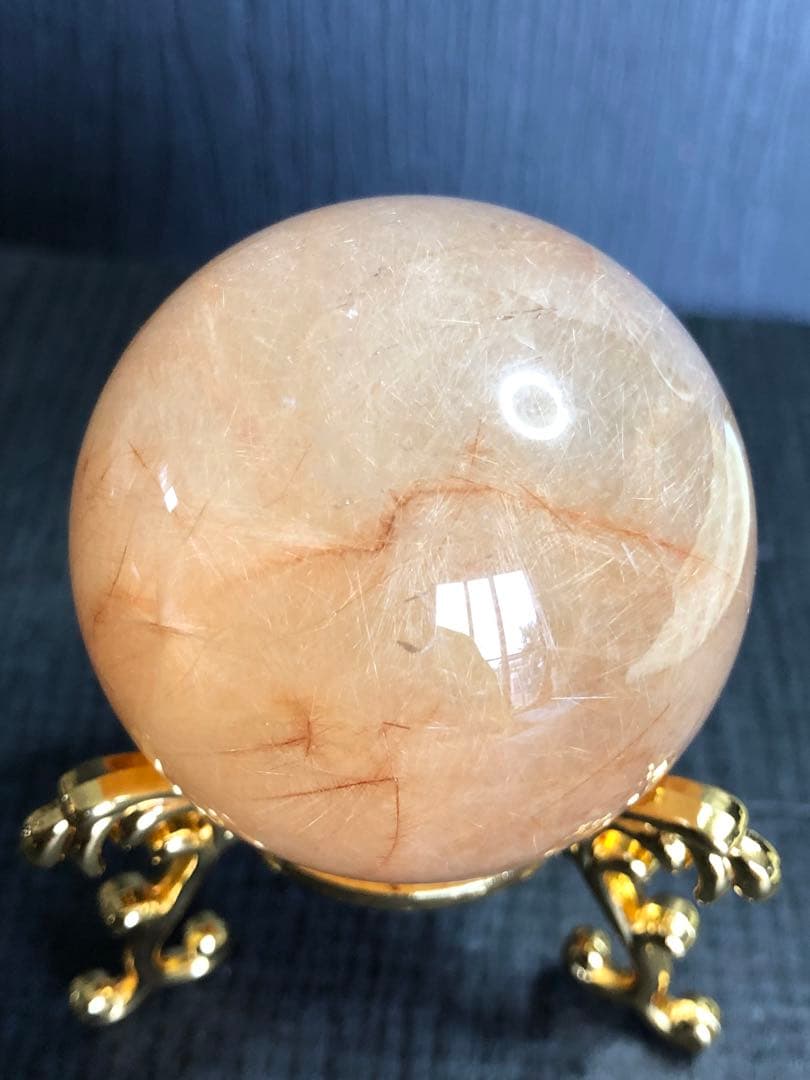 ❤️買い得　44mm 金運アップ ゴルド　ルチルクォーツ 丸玉