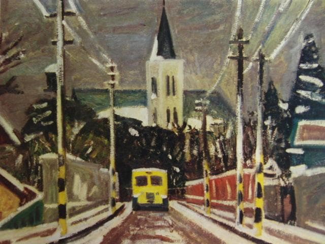 小糸源太郎、【白い道】、新品高級額 額装付、年代物・希少画集画、状態良好