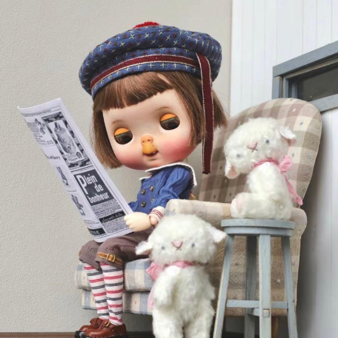 白いモコモコちゃん 羊 兎 ぬいぐるみ ミニチュア 海外作家様 ハンドメイド