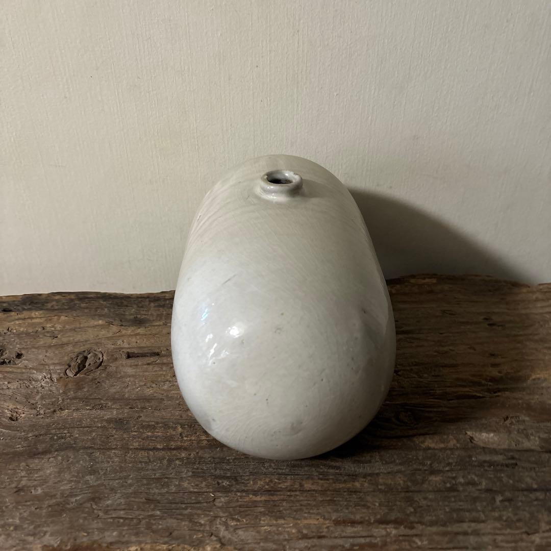 平清水焼　灰白釉掛　古民藝　古道具　アンティーク　花器　骨董　古陶磁　検:李朝