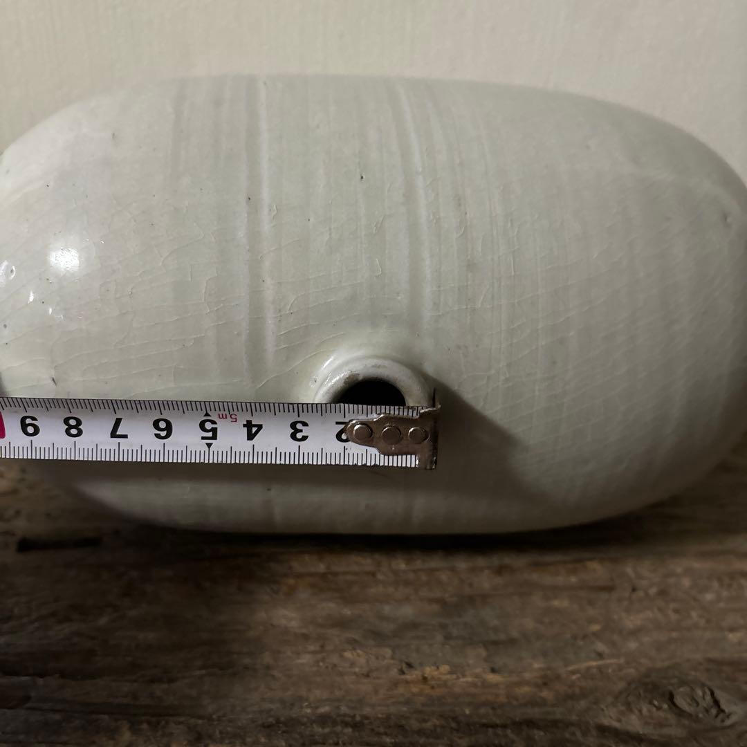 平清水焼　灰白釉掛　古民藝　古道具　アンティーク　花器　骨董　古陶磁　検:李朝