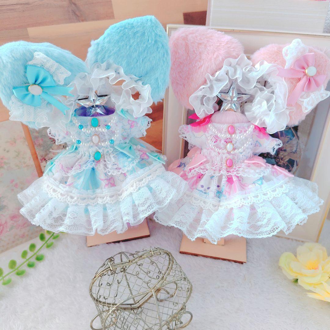 【色違いコーデ】夢かわ猫　BIG猫耳　ドレス　１６cm　ぬい服