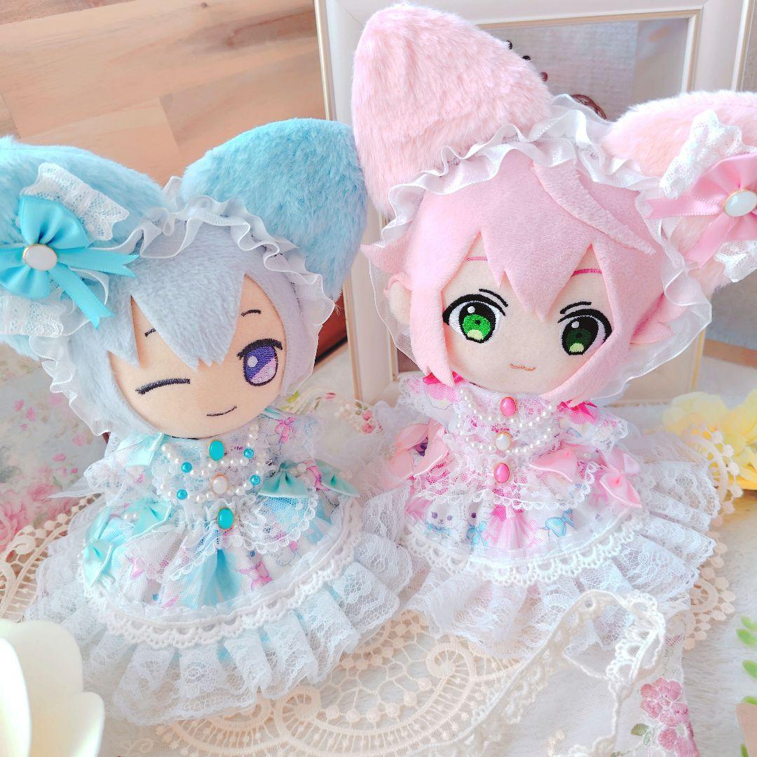 【色違いコーデ】夢かわ猫　BIG猫耳　ドレス　１６cm　ぬい服