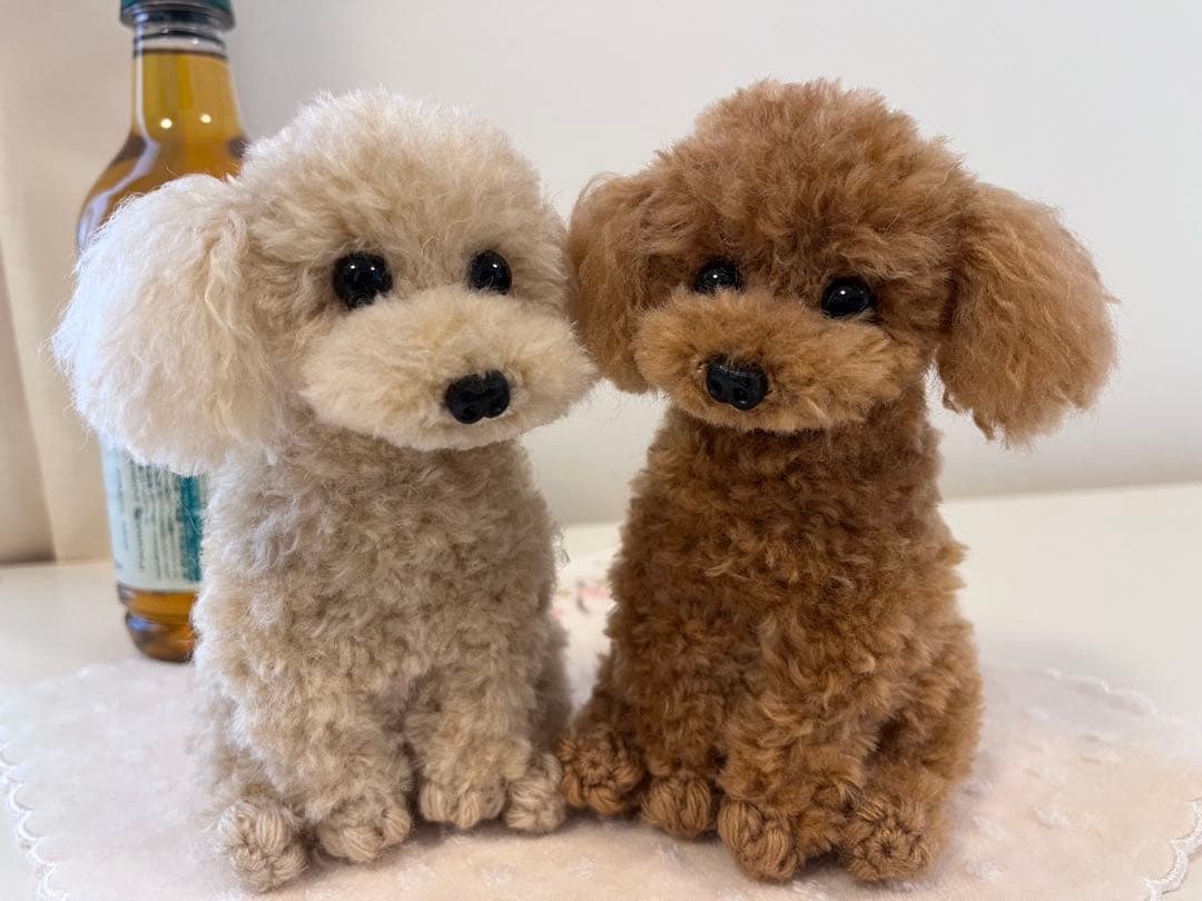 【ちょこましゅまろ様】 トイプードル編みぐるみ（植毛）　犬 【お座りポーズ】