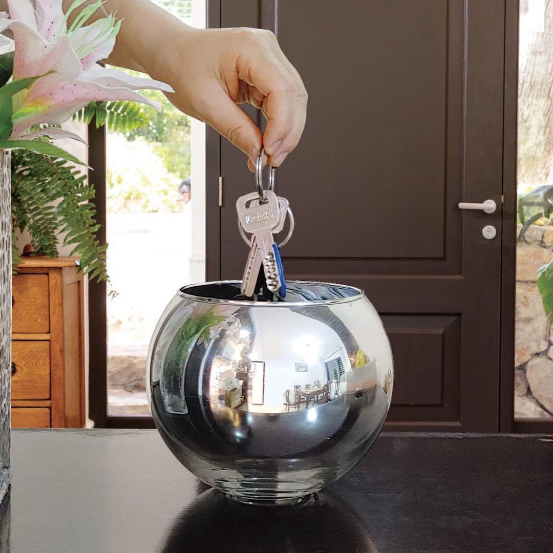 360° ビュー装飾ミラー ガラスキャンディディッシュデスクミラー シルバー