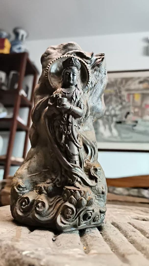 石仏 石像 渡海観音 供養 祈福 禅意 客間 玄関 卓上 装飾品 工艺品置物