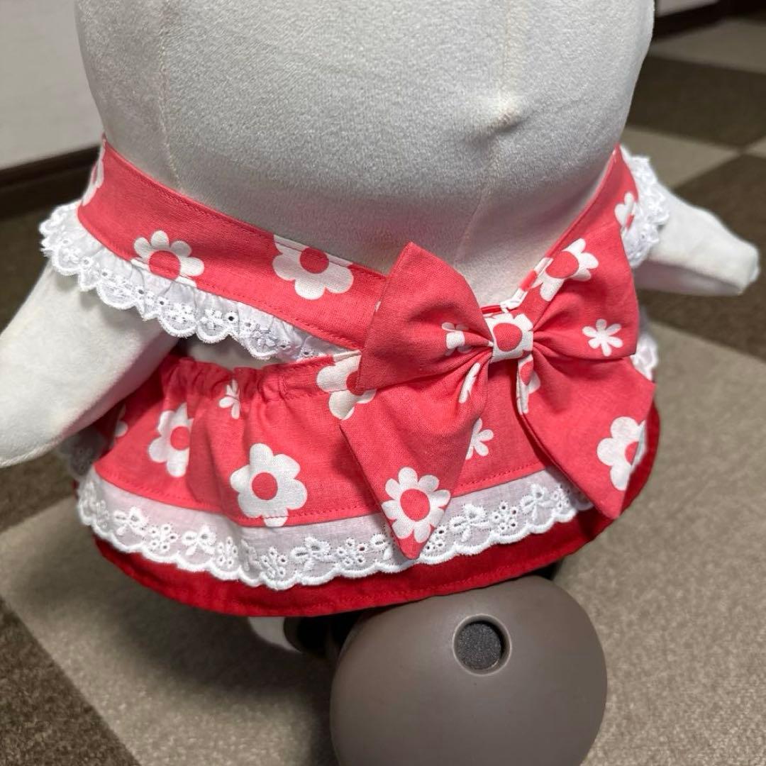 ラボット LOVOT 服 ホワイトフラワー ピンク襟付きワンピース＆帽子セット