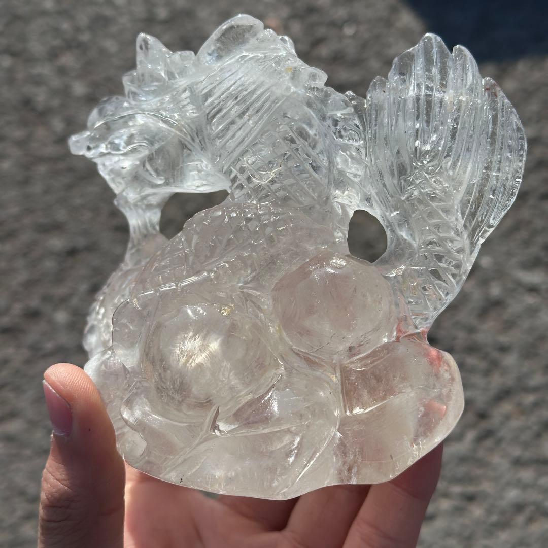 天然石水晶の龍　置物　ご購入前に在庫確認必要G.279