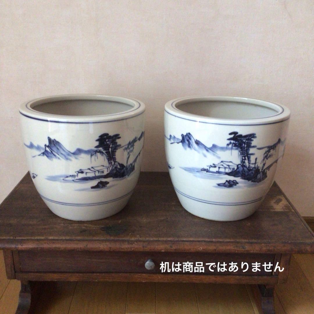 出石焼　アンティーク　手あぶり　火鉢　鉢カバー　骨董　一対