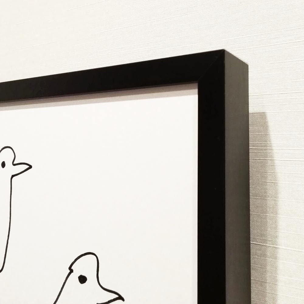 内野隆文　とりのマーチ　鳥　絵画　ドローイング　ペン画　現代アート　額縁　真作