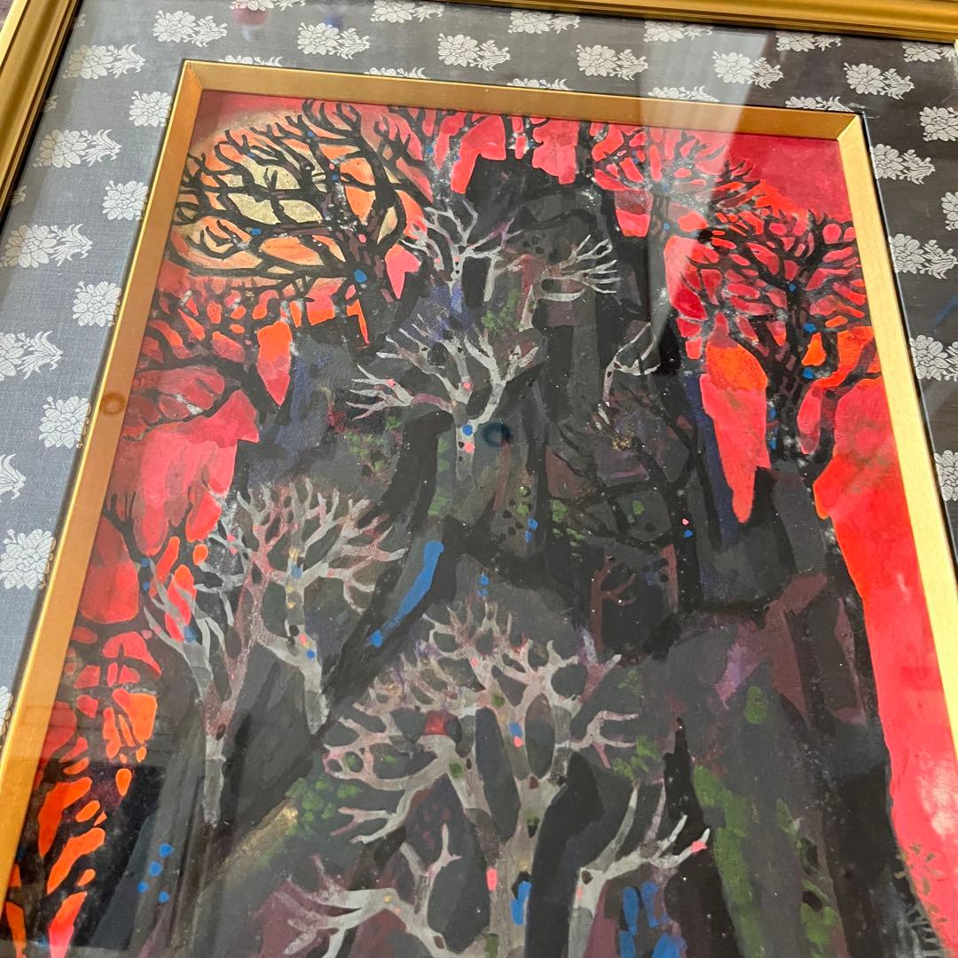 川崎春彦「吉輪」日本画 共シール 額装 芸術院会員 E