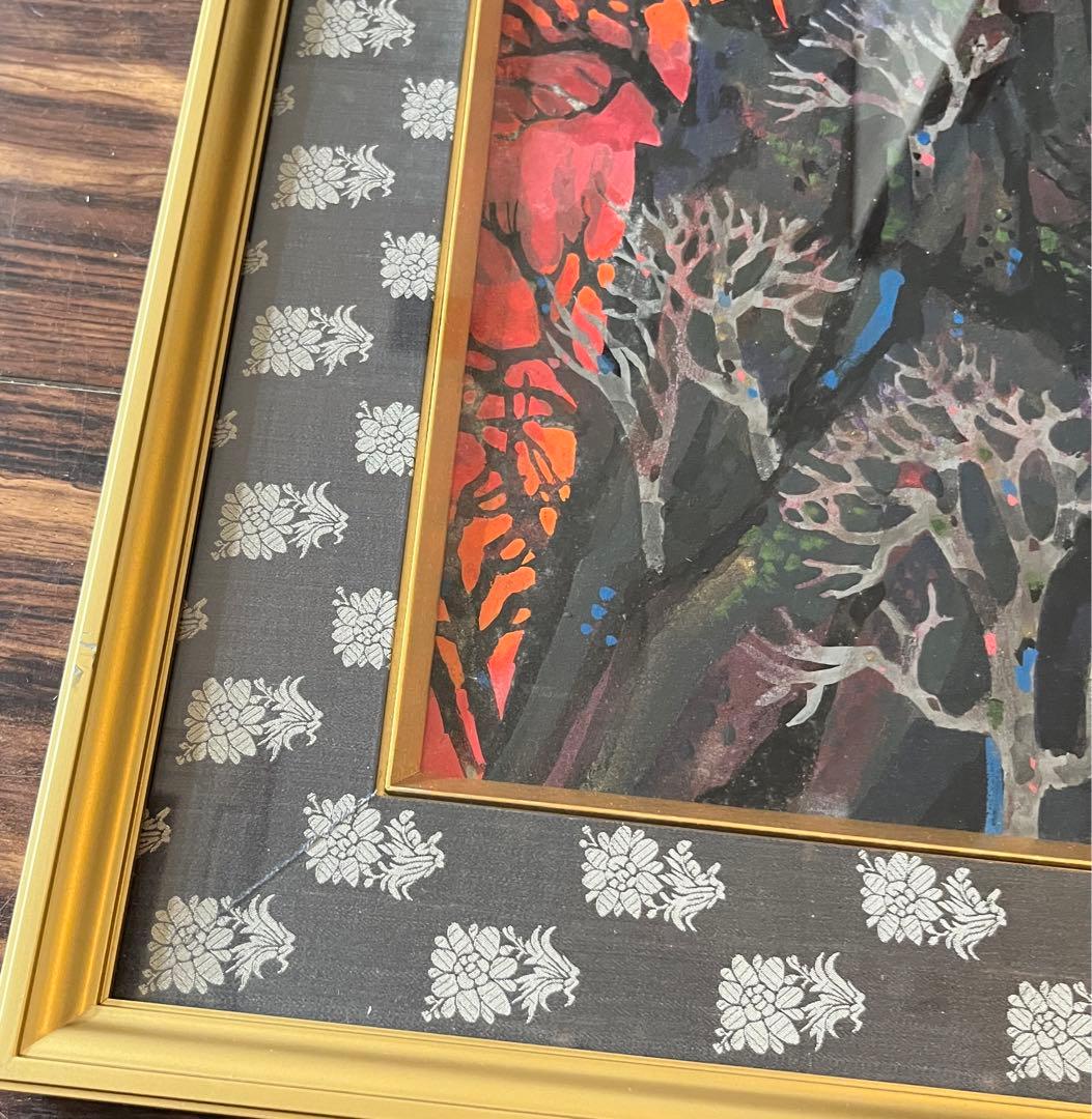 川崎春彦「吉輪」日本画 共シール 額装 芸術院会員 E