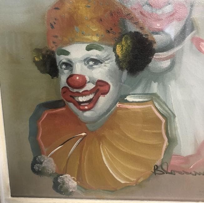 油彩 ビンテージ ピエロ アート 油絵 壁掛け