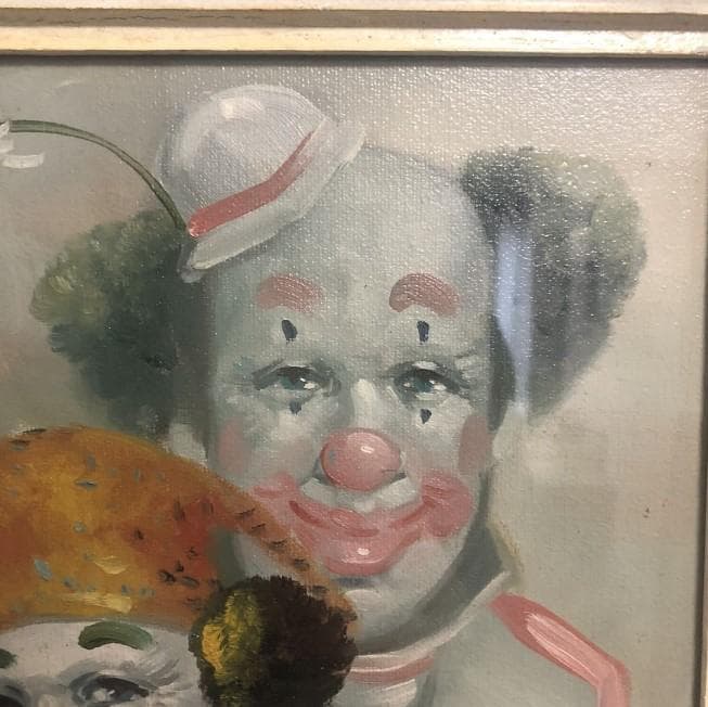 油彩 ビンテージ ピエロ アート 油絵 壁掛け