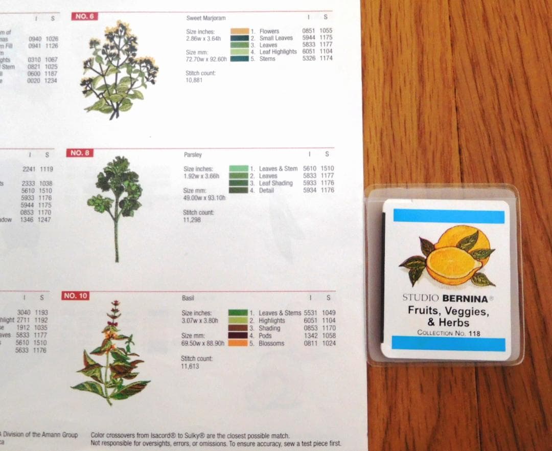 刺しゅうカード★フルーツ・野菜・ハーブ★刺繍カード・No.118