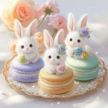 ハンドメイド　オーダー受付ページ　　♡マカロンうさぎ　パネル♡