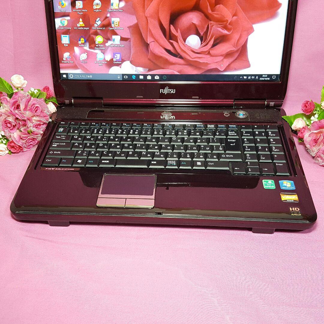 ワインレッド❣WINDOWS10❣メモリ4G❣オフィス❣HDMI❣テンキ付き