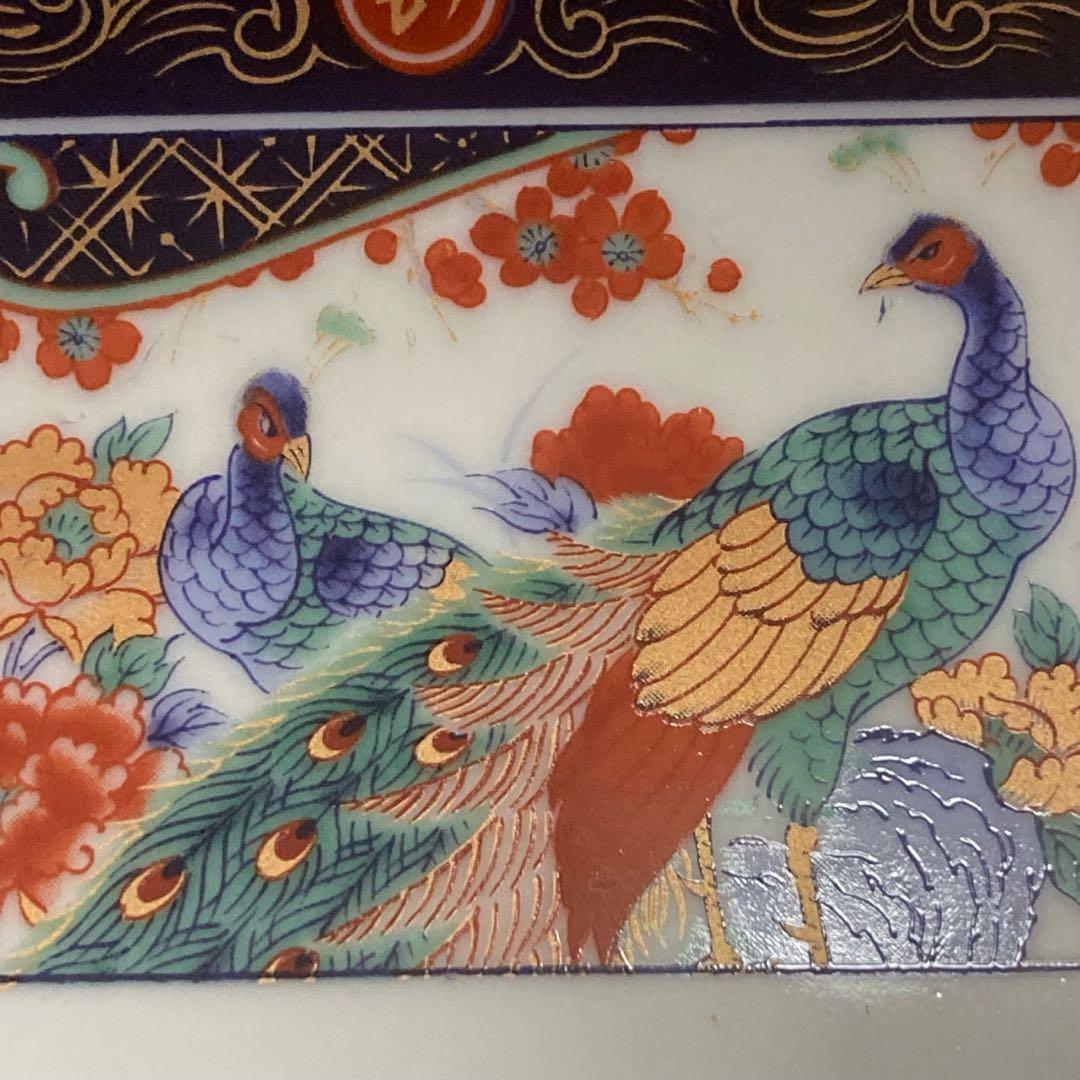 有田焼　丸五謹製　孔雀　牡丹　大皿　四角　ヴィンテージ　日本製