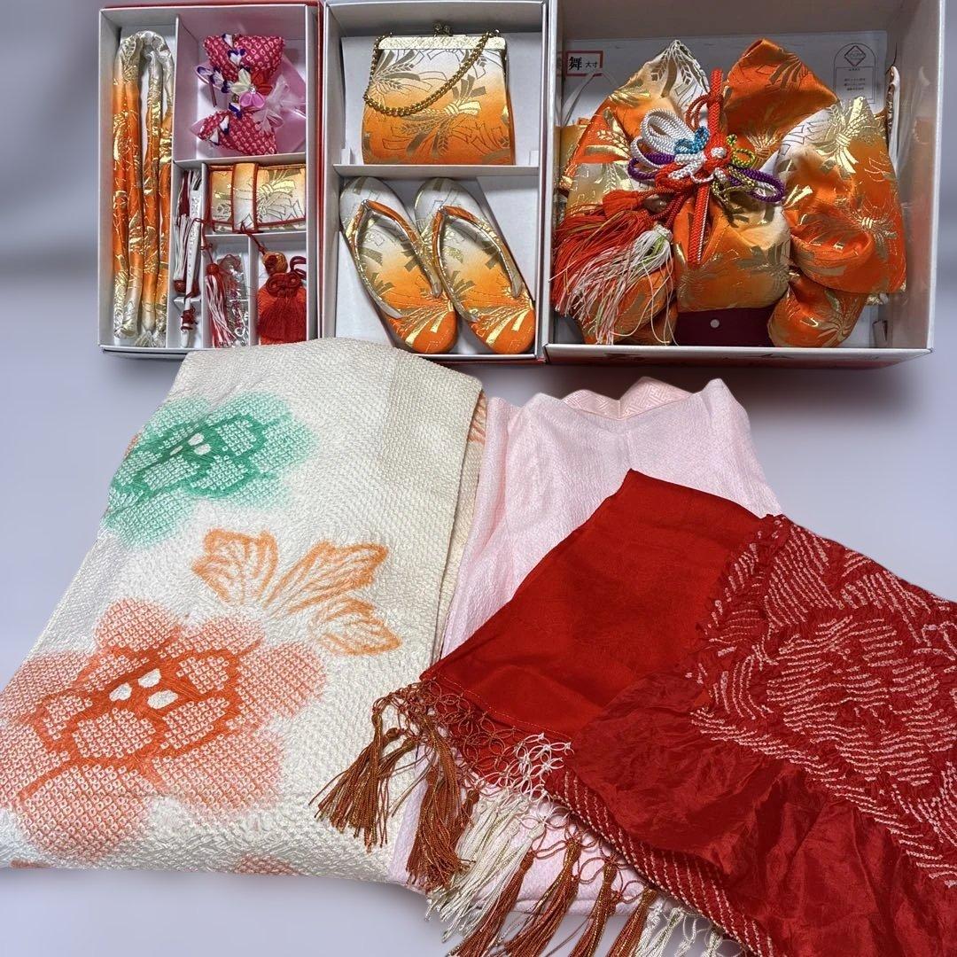 2-上　七五三　舞台衣装　和柄　正絹　13点　女の子　着物　7歳