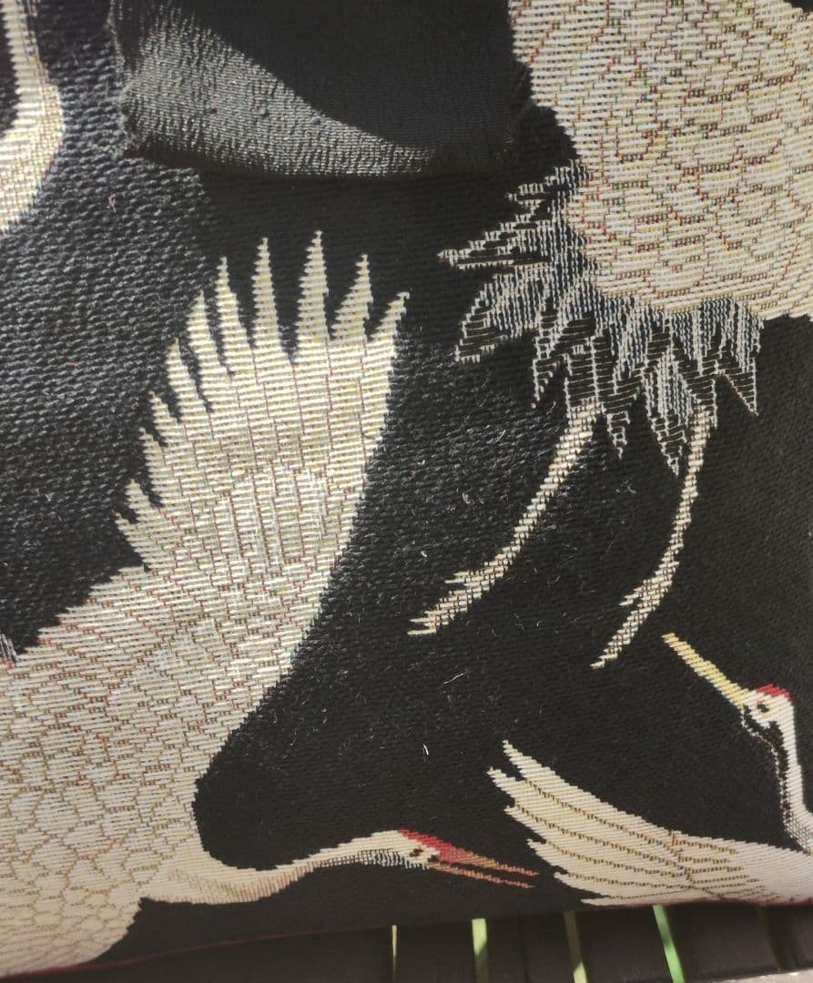 SALE　一閑張りバッグ　鶴　黒　ピンク　柿渋　ハンドメイド
