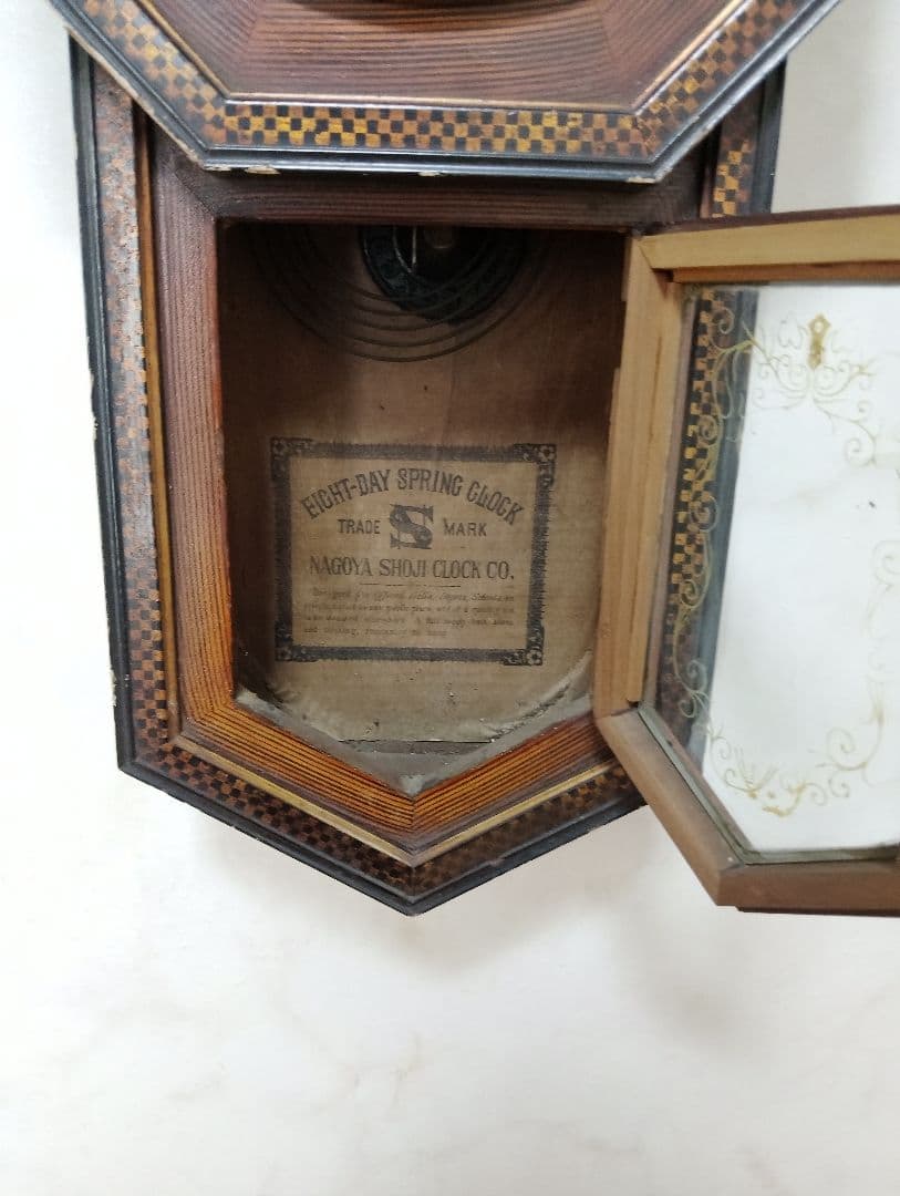 【昭和初期】名古屋商事 八角柱時計 振り子式 （不動品）