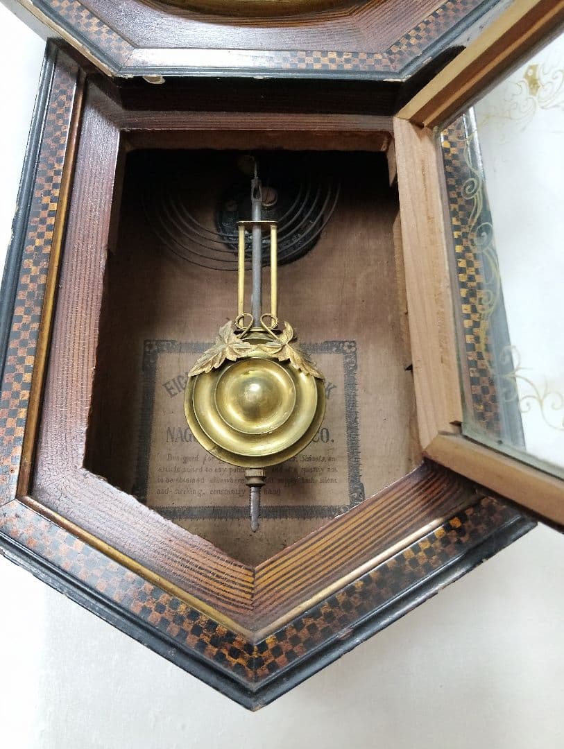 【昭和初期】名古屋商事 八角柱時計 振り子式 （不動品）
